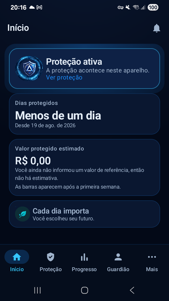 Tela inicial do Aegis com a proteção ativa