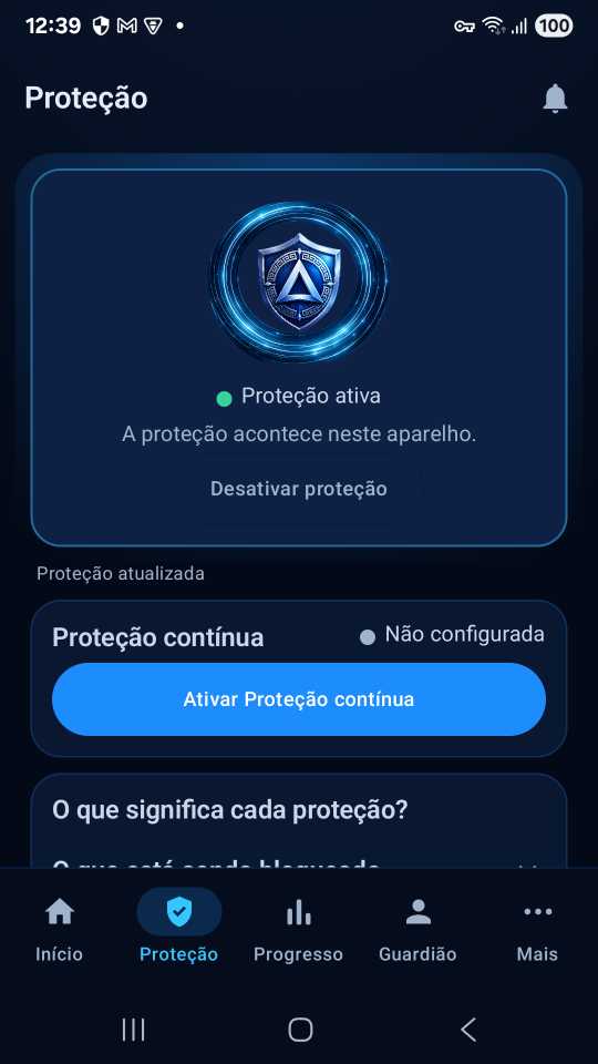 Tela de Proteção do Aegis